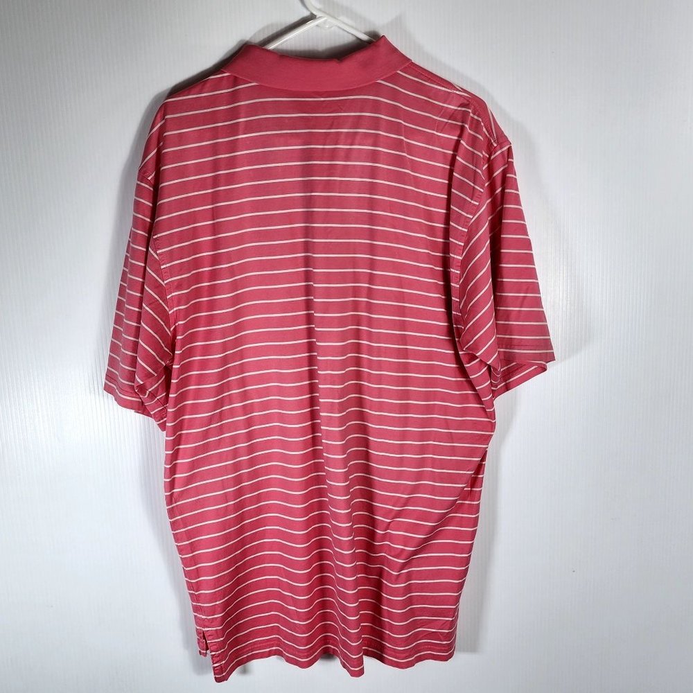 Peter Millar Double Mercerized Cotton Men's Sz L Pink White Striped Polo Shirt. - Picture 4 of 4